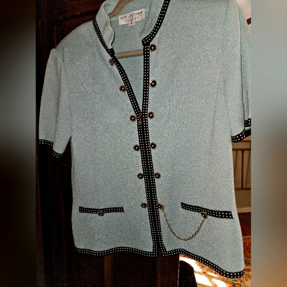 St.John Santana knit zip top sz 8